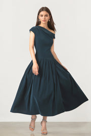 Pleated Velvet Coral Dress