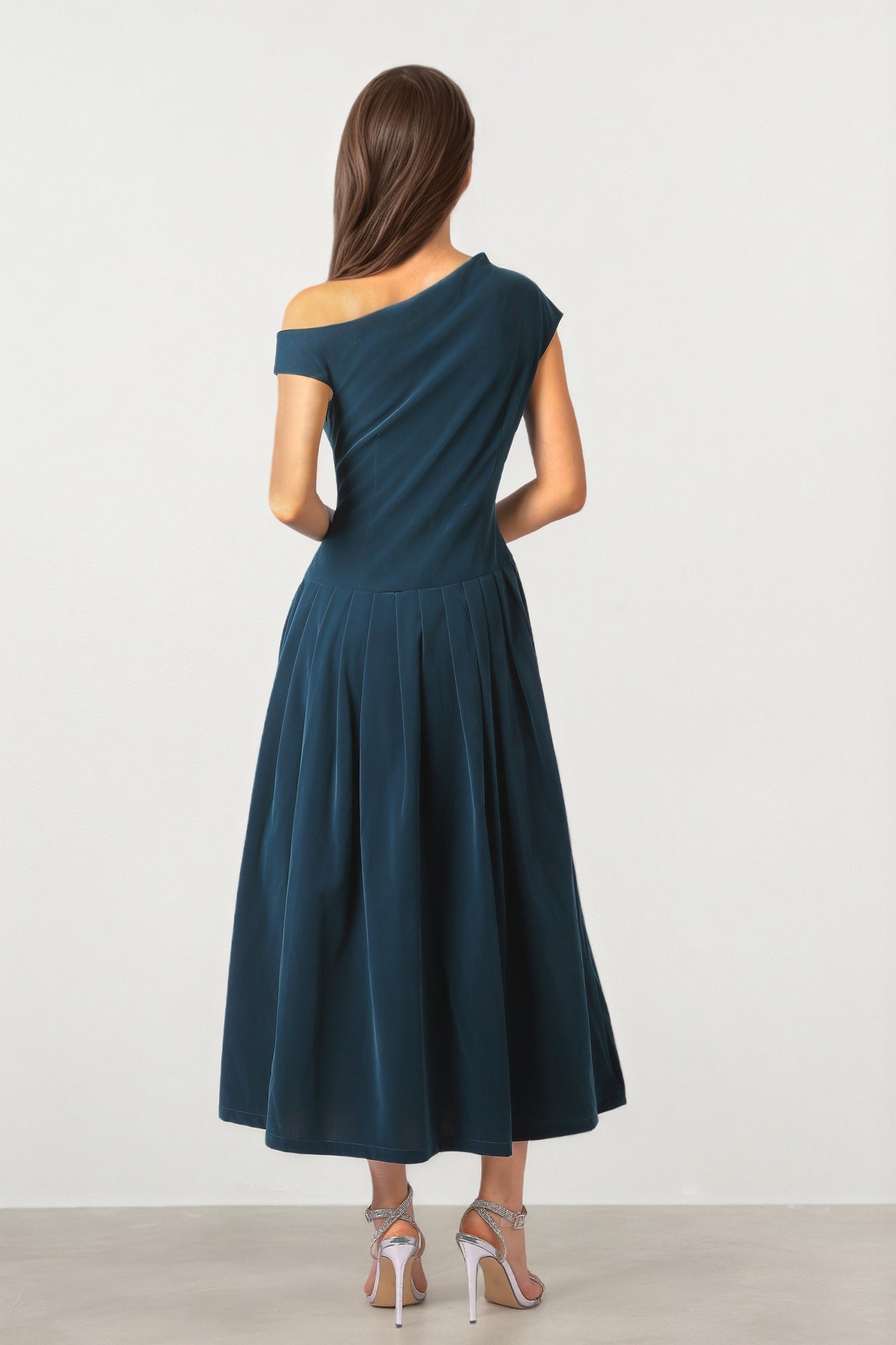 Pleated Velvet Coral Dress