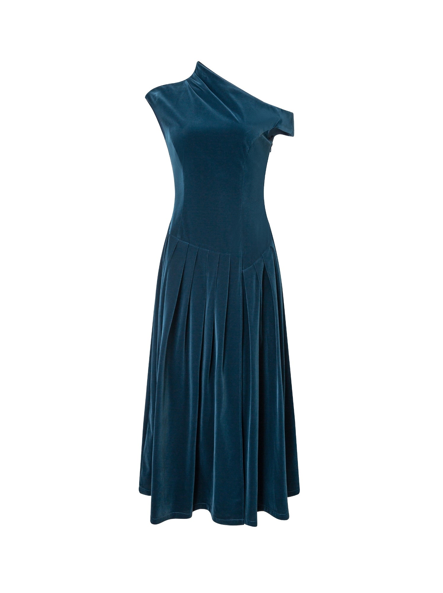 Pleated Velvet Coral Dress