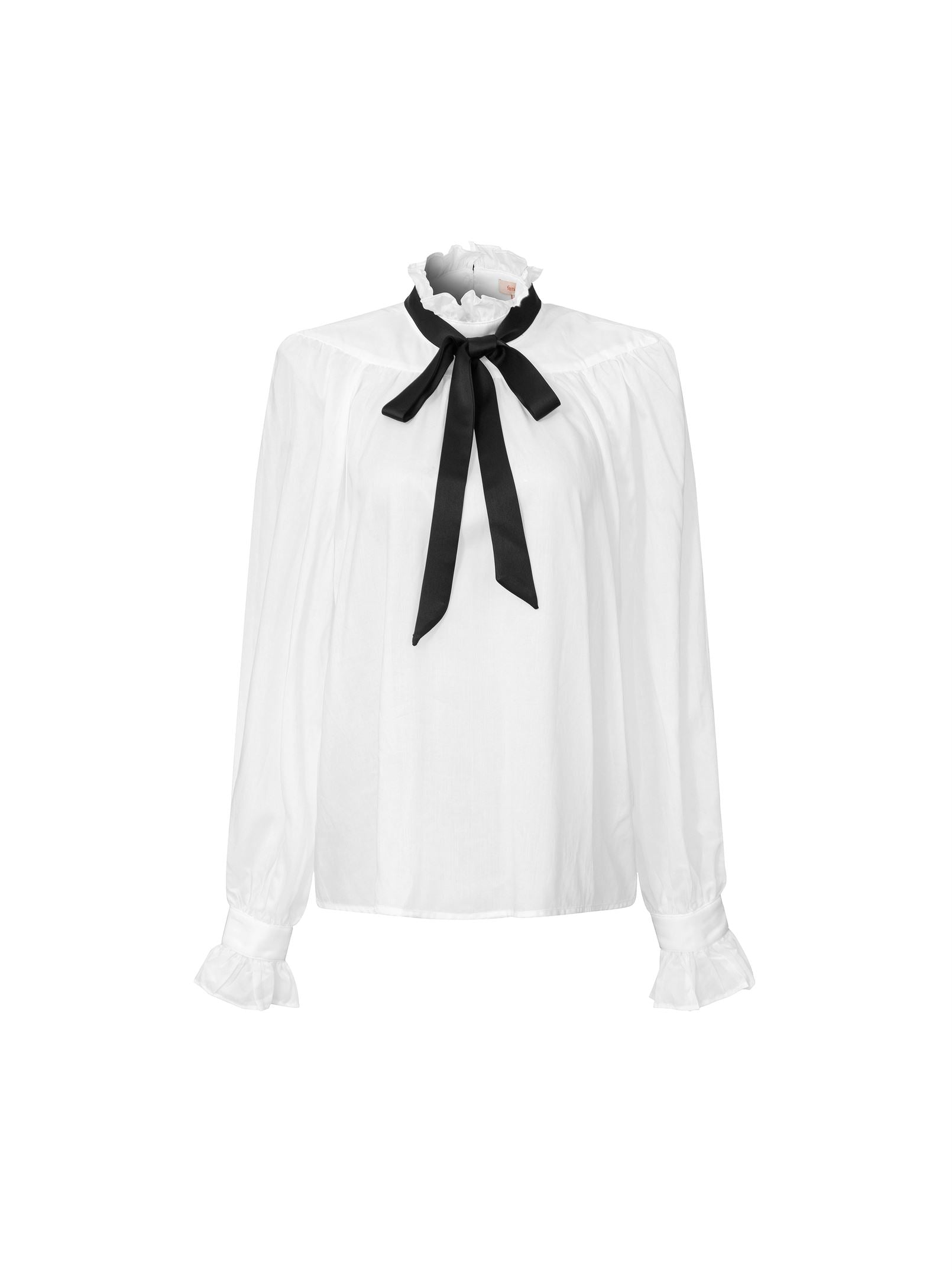 Off white Blouse With Black Neck
