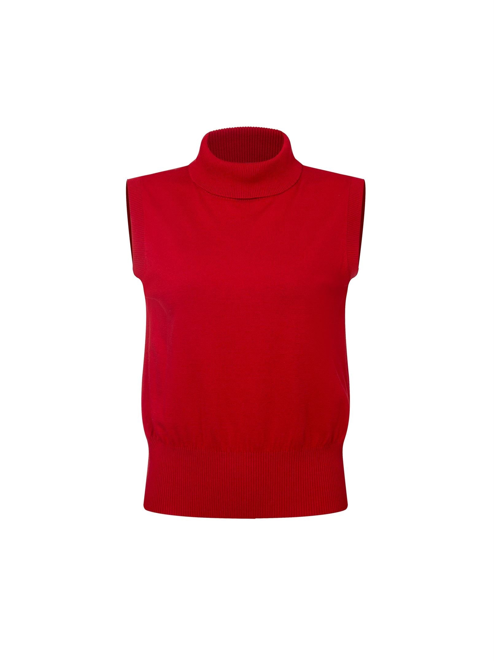 Red Turtleneck Knit Top
