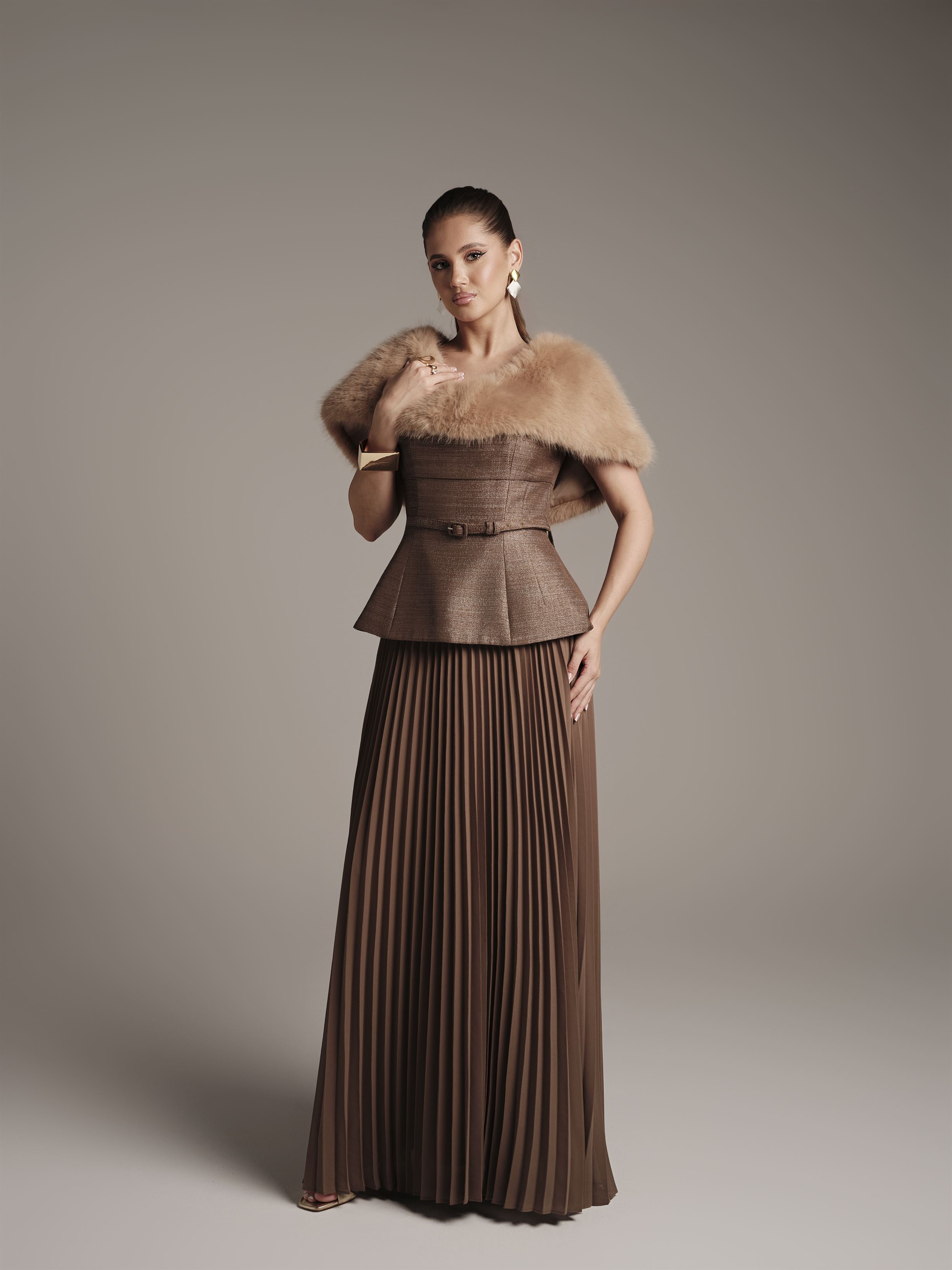 Gold Jacquard Dress - Femi9 EG Gold Jacquard Dress - Femi9 EG