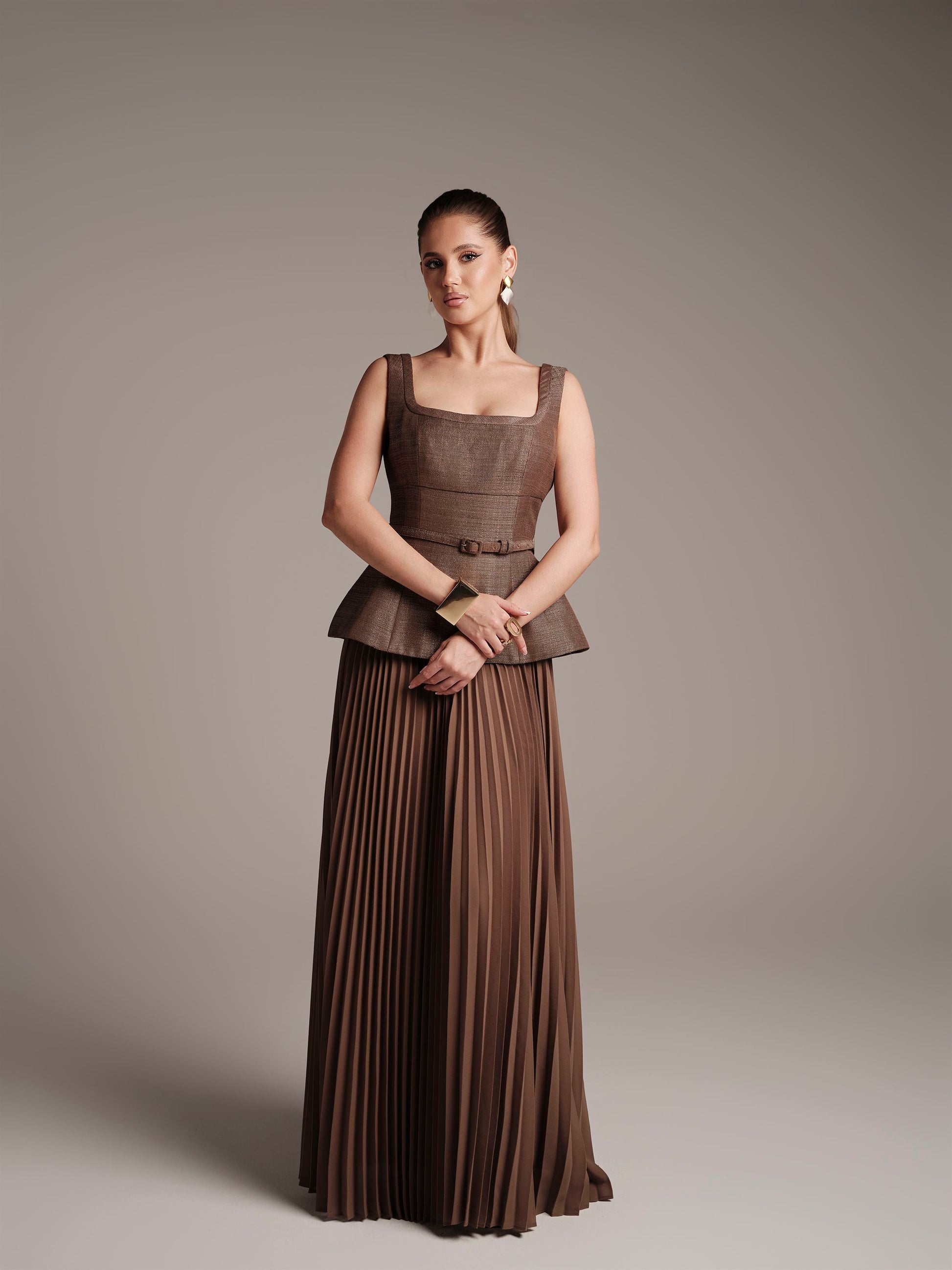 Gold Jacquard Dress - Femi9 EG Gold Jacquard Dress - Femi9 EG