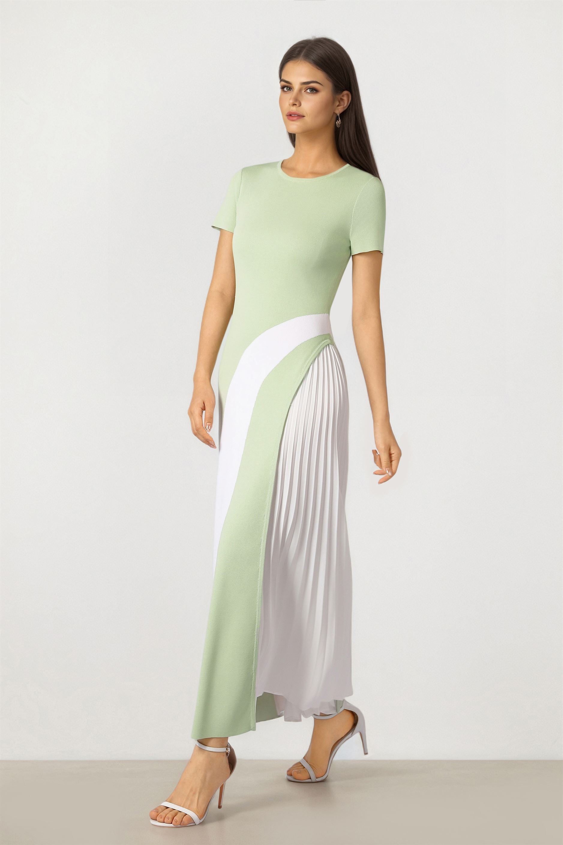 Green & White Knit Dress