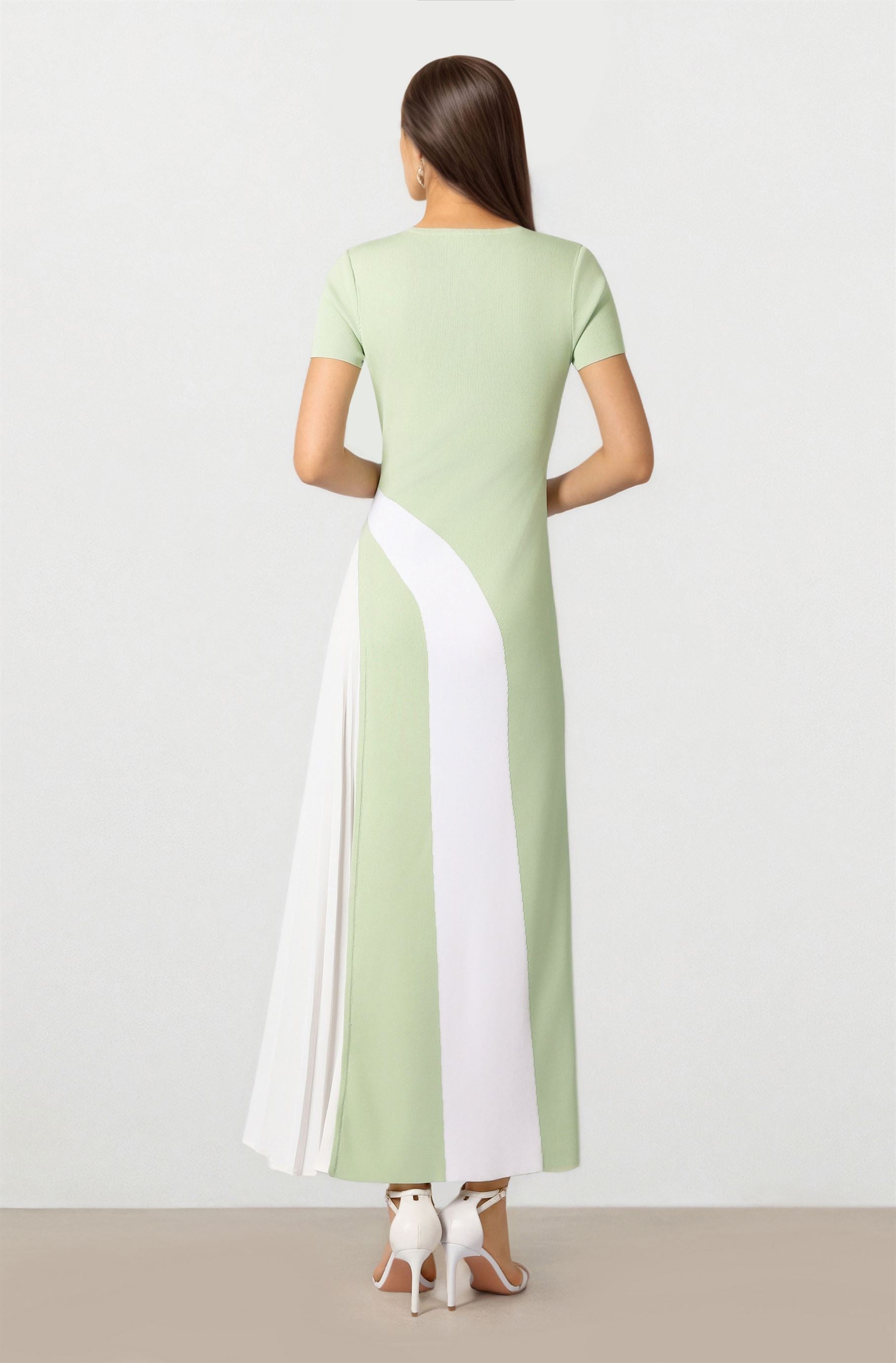 Green & White Knit Dress