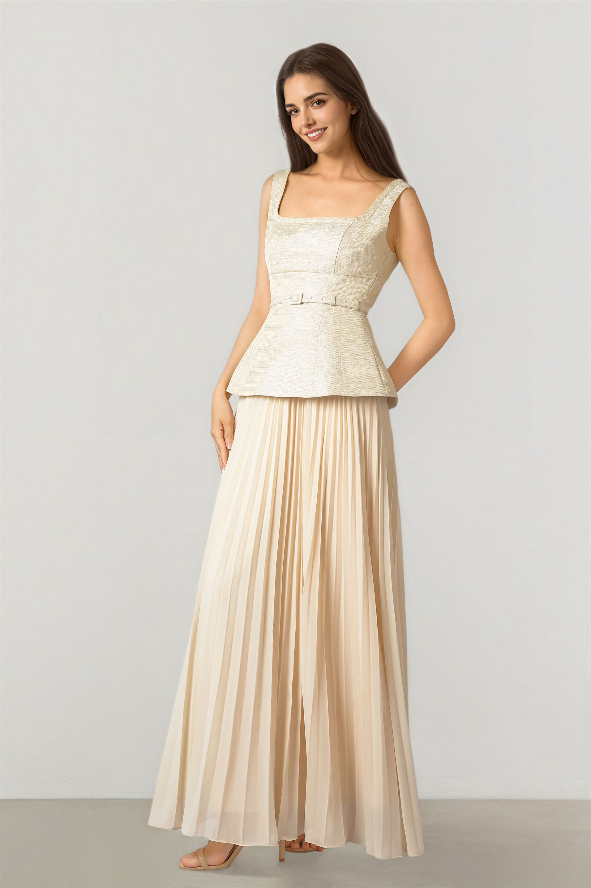Jacquard  Dress with Peplum Detail