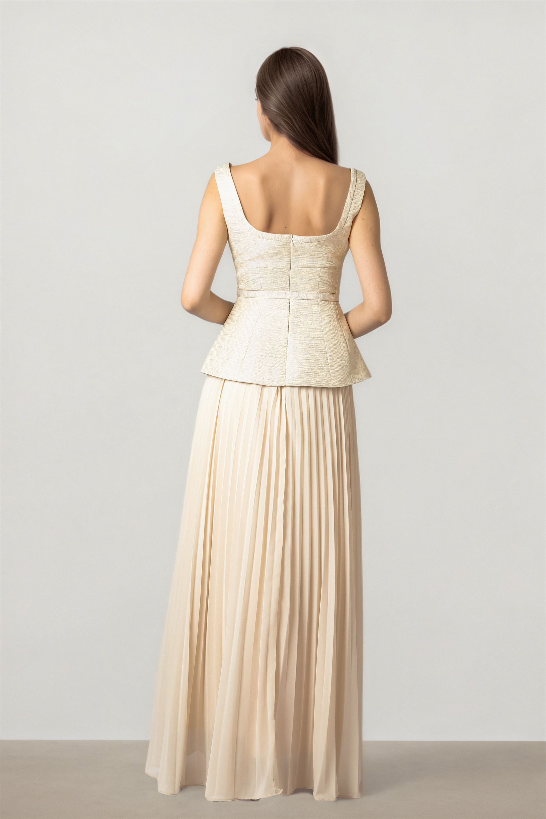 Jacquard  Dress with Peplum Detail