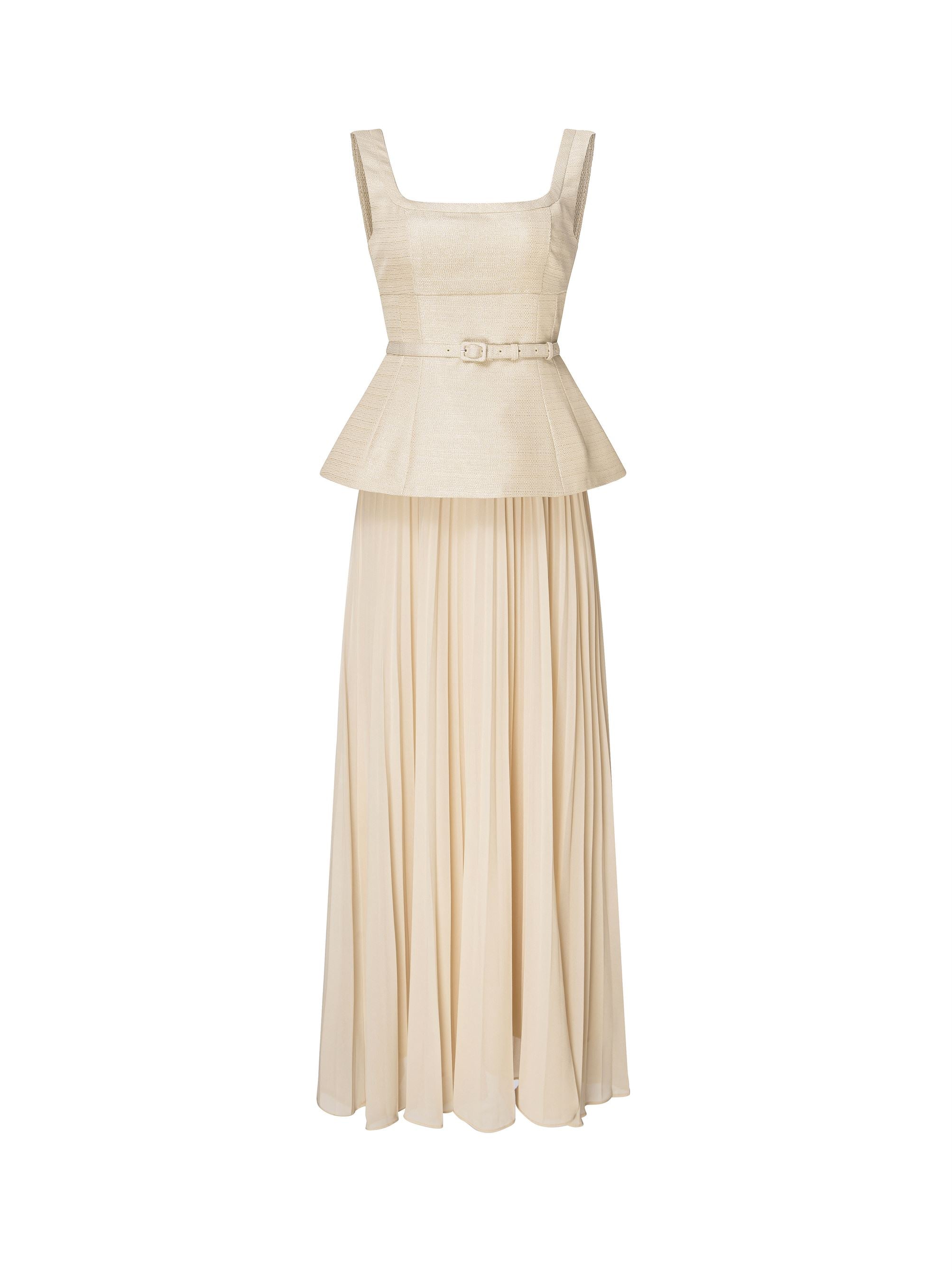 Jacquard  Dress with Peplum Detail
