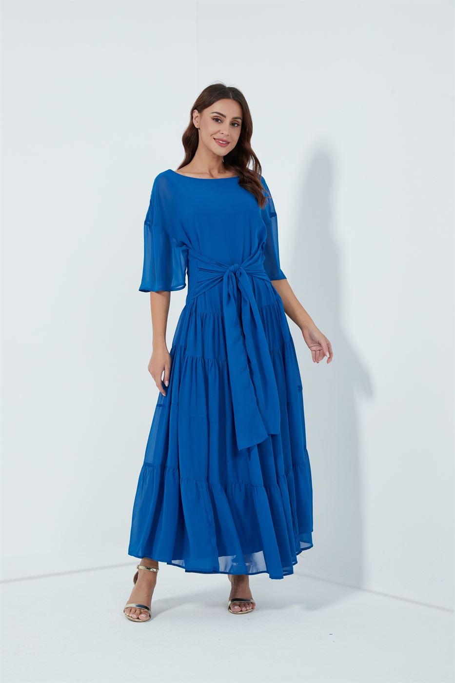 Ankle Length Tiered Printed Dress - Femi9 EG
