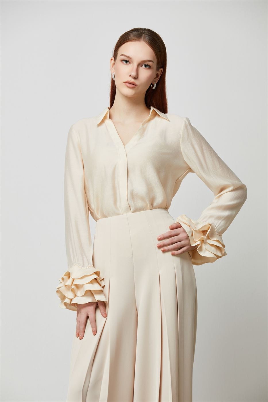 Statement Ruffled Cuffs Blouse - Femi9 EG