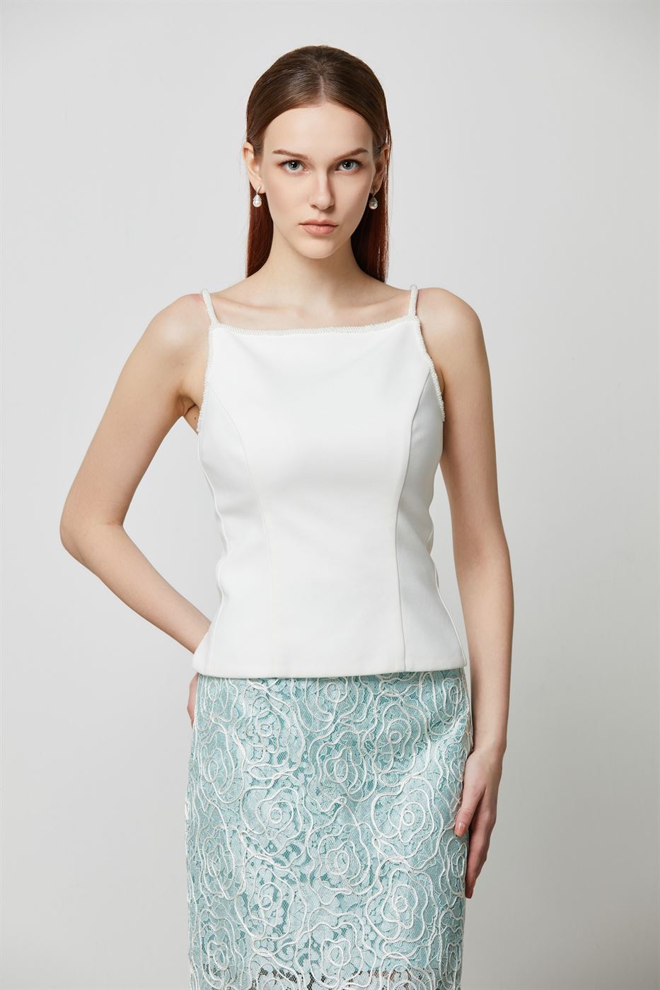 Beaded Straps Jersey Top - Femi9 EG