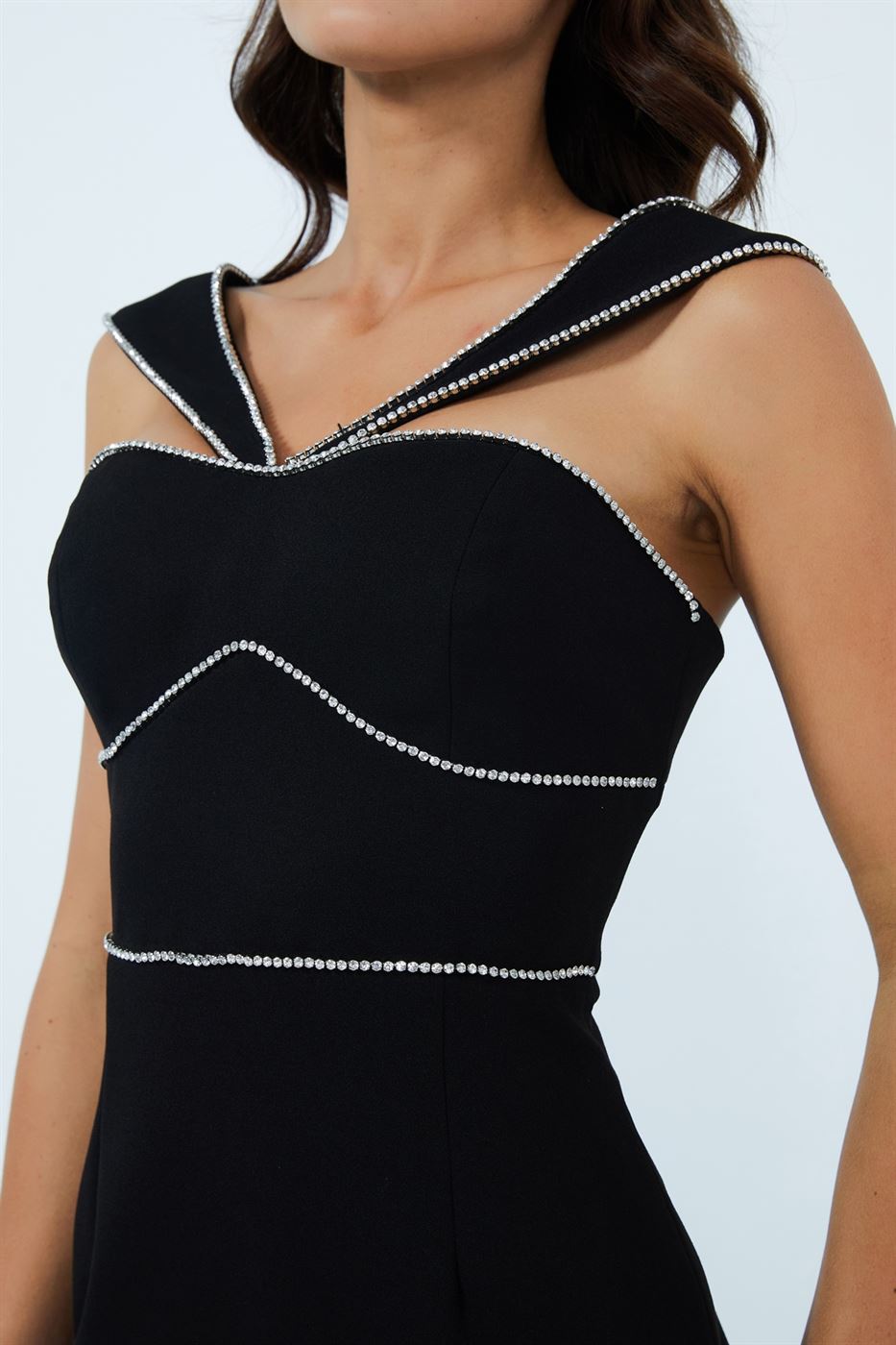 Crystal Embellished Jersey Dress - Femi9 EG