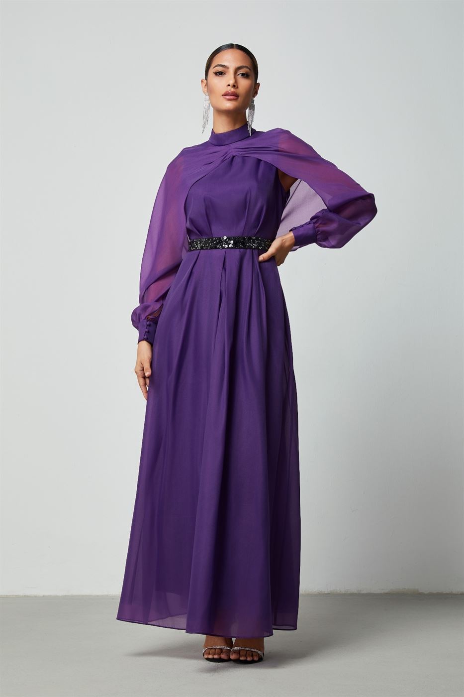 Long Sleeves Cape Dress - Femi9 EG