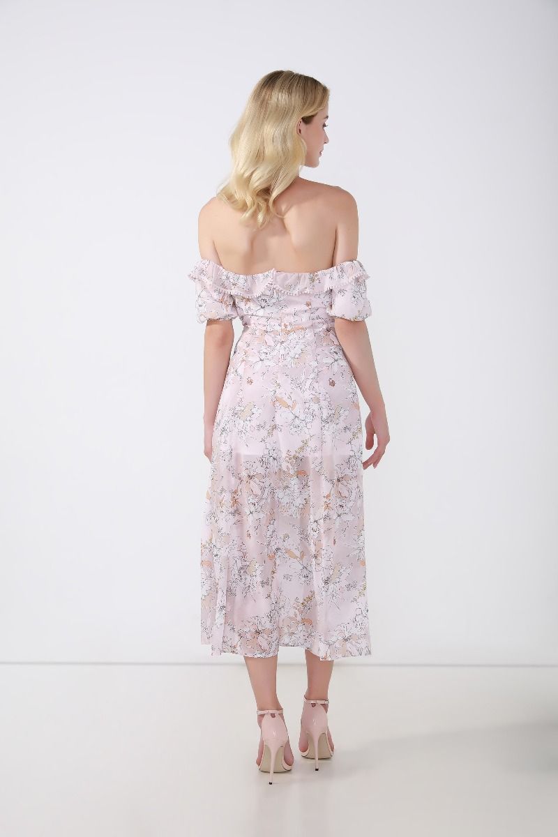Printed Off Shoulder Dress - Femi9 EG