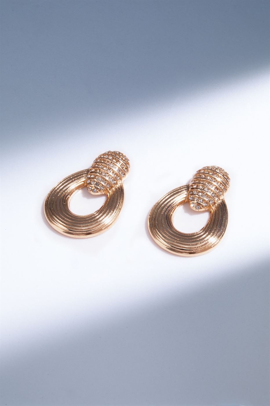 Double Drop Detail Earrings In Gold Tone Finish - Femi9 EG