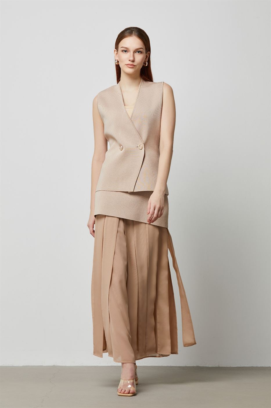 Chiffon Detail Knitted Skirt - Femi9 EG
