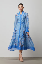 Blue Print Shirt Dress - Femi9 EG