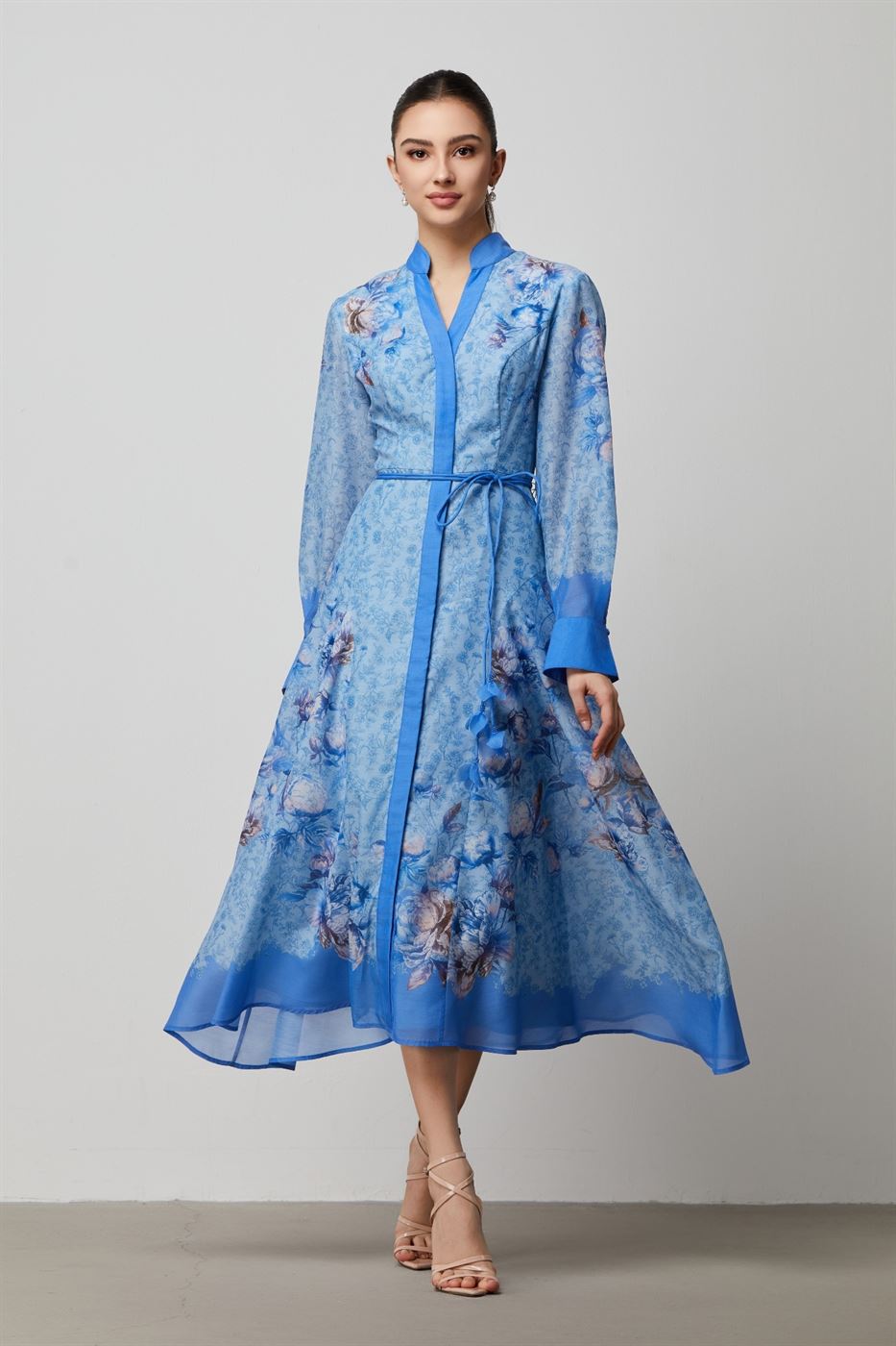 Blue Print Shirt Dress