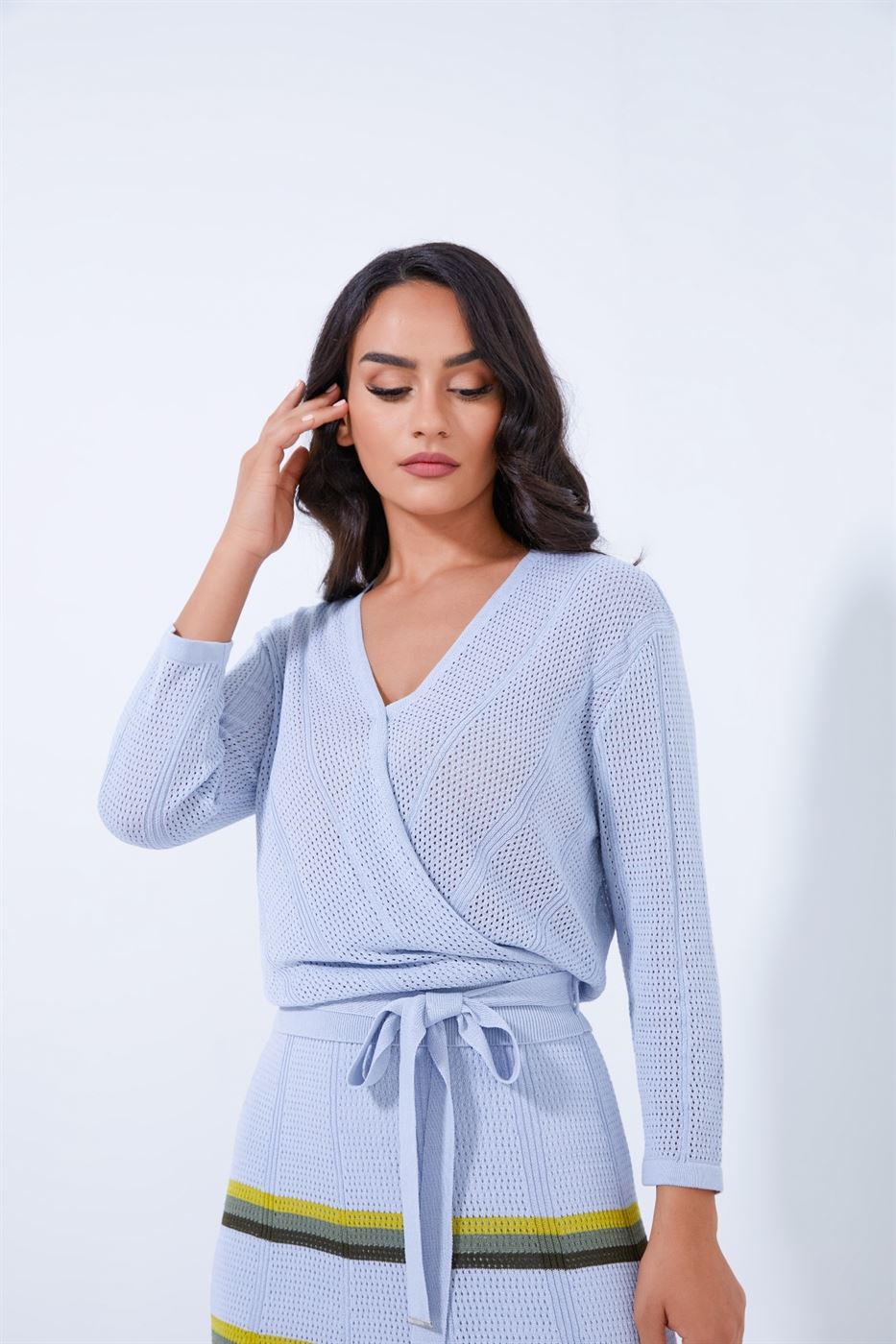 Belted Wrap Knitted Top - Femi9 EG