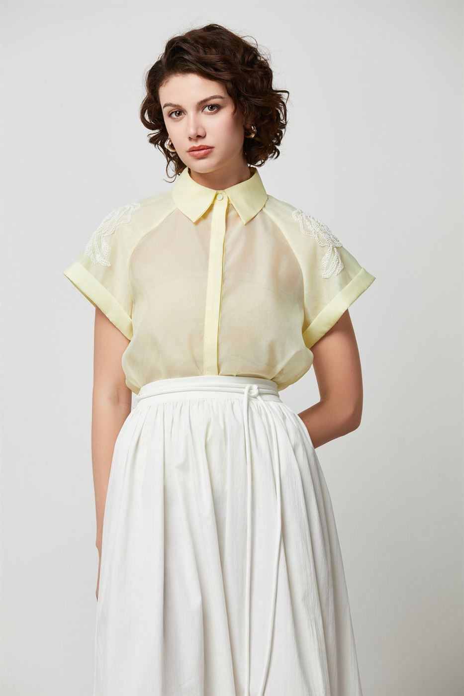 Embellished Organza Shirt - Femi9 EG