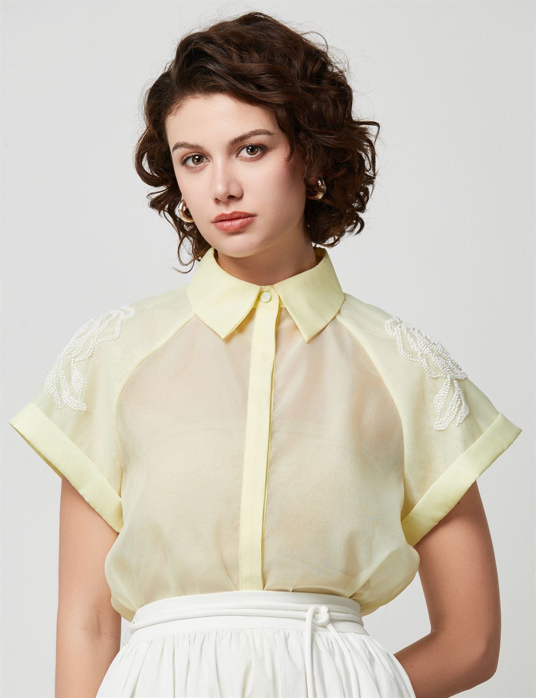 Embellished Organza Shirt - Femi9 EG