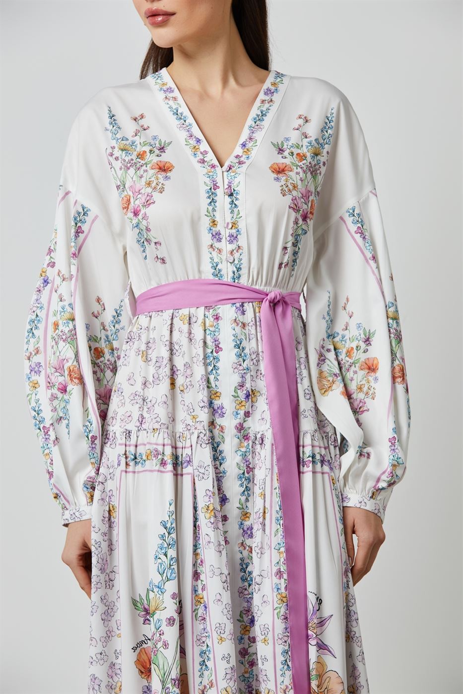 Balloon Sleeves Floral Kaftan - Femi9 EG