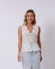 V-Neckline Peplum Top - Femi9 EG