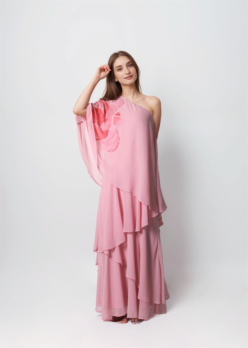 Layered One Shoulder Kaftan - Femi9 EG