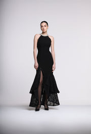 Lace Ruffle Bottom Maxi Dress - Femi9 EG