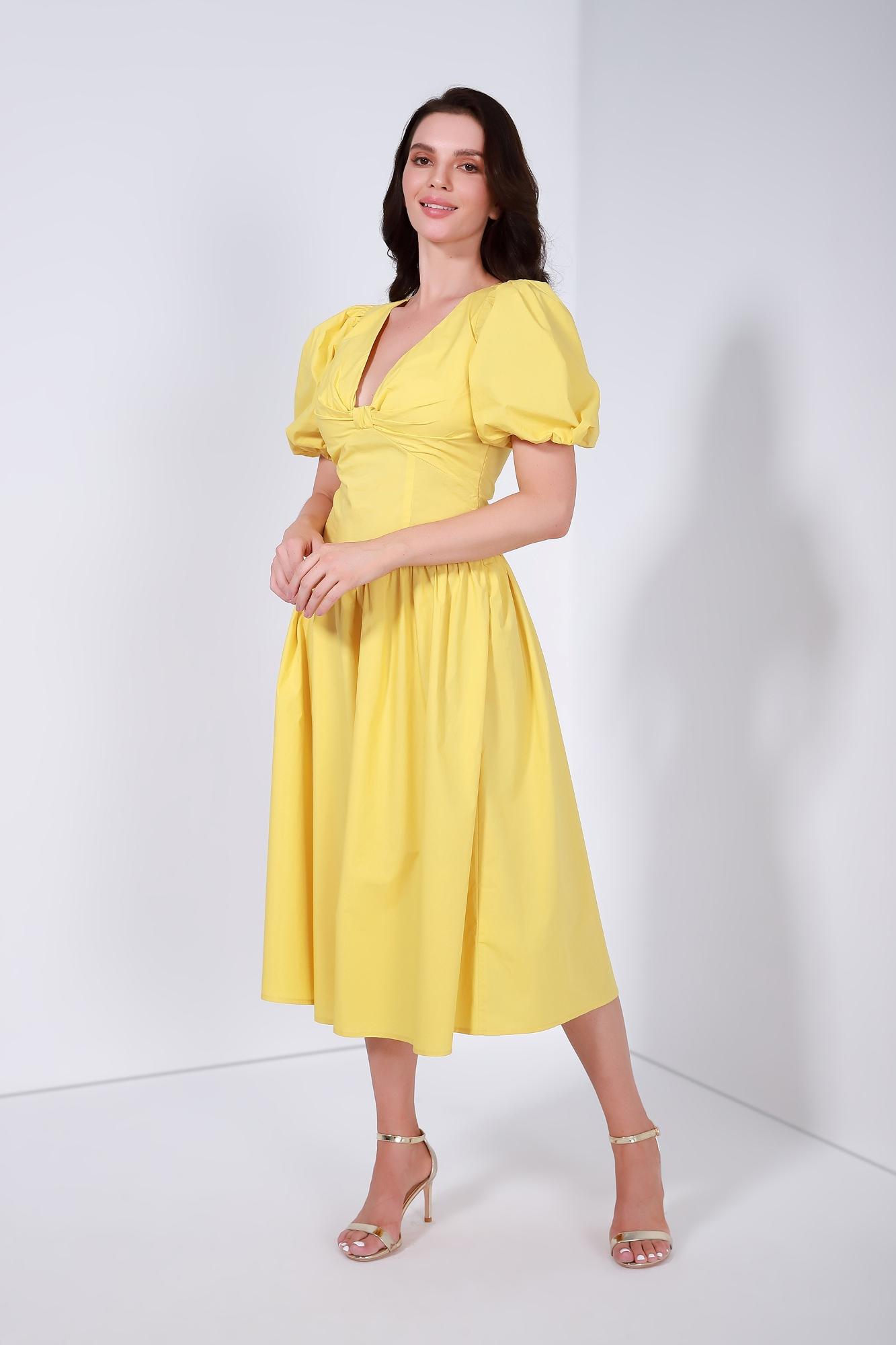 Balloon Sleeves Midi Dress - Femi9 EG