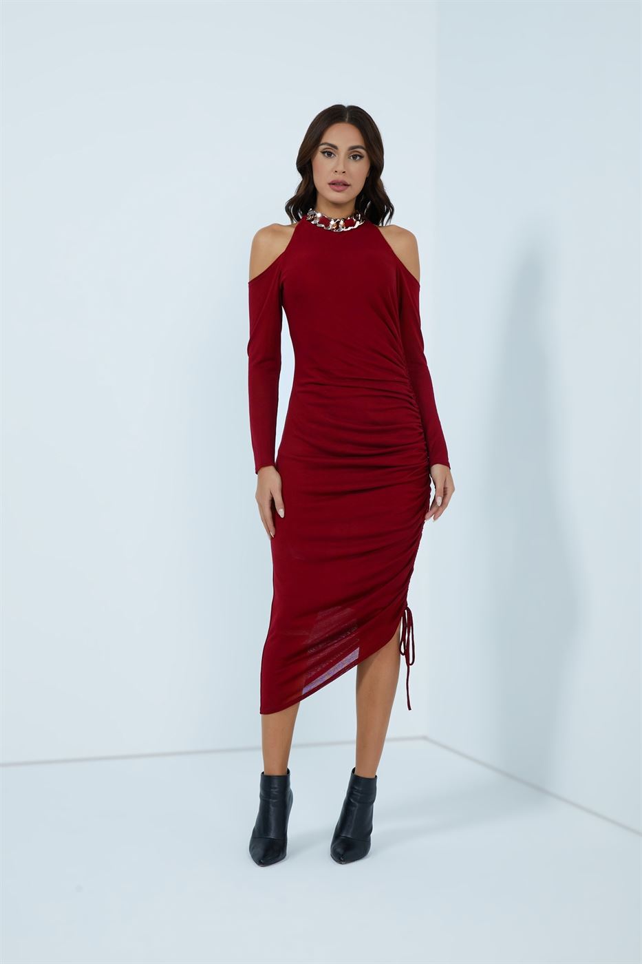 Cold Shoulder Slim Dress - Femi9 EG