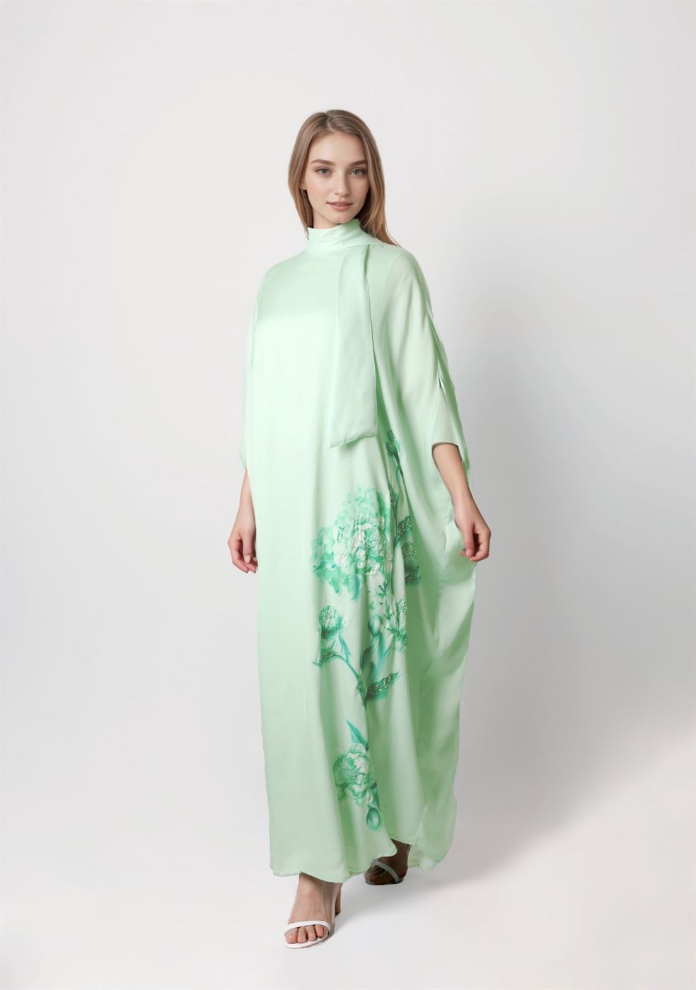 High Collar Crepe Kaftan - Femi9 EG