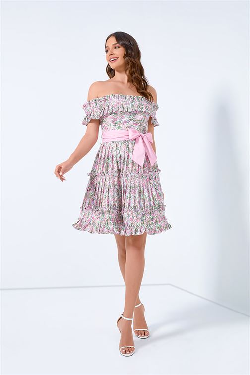 Off Shoulder Printed Dress - Femi9 EG