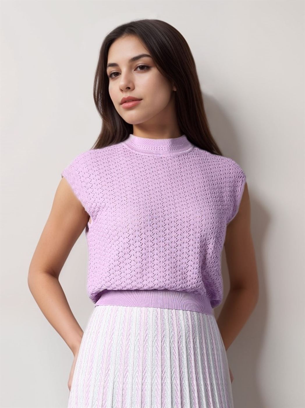 Capped Sleeves Knitted Top - Femi9 EG