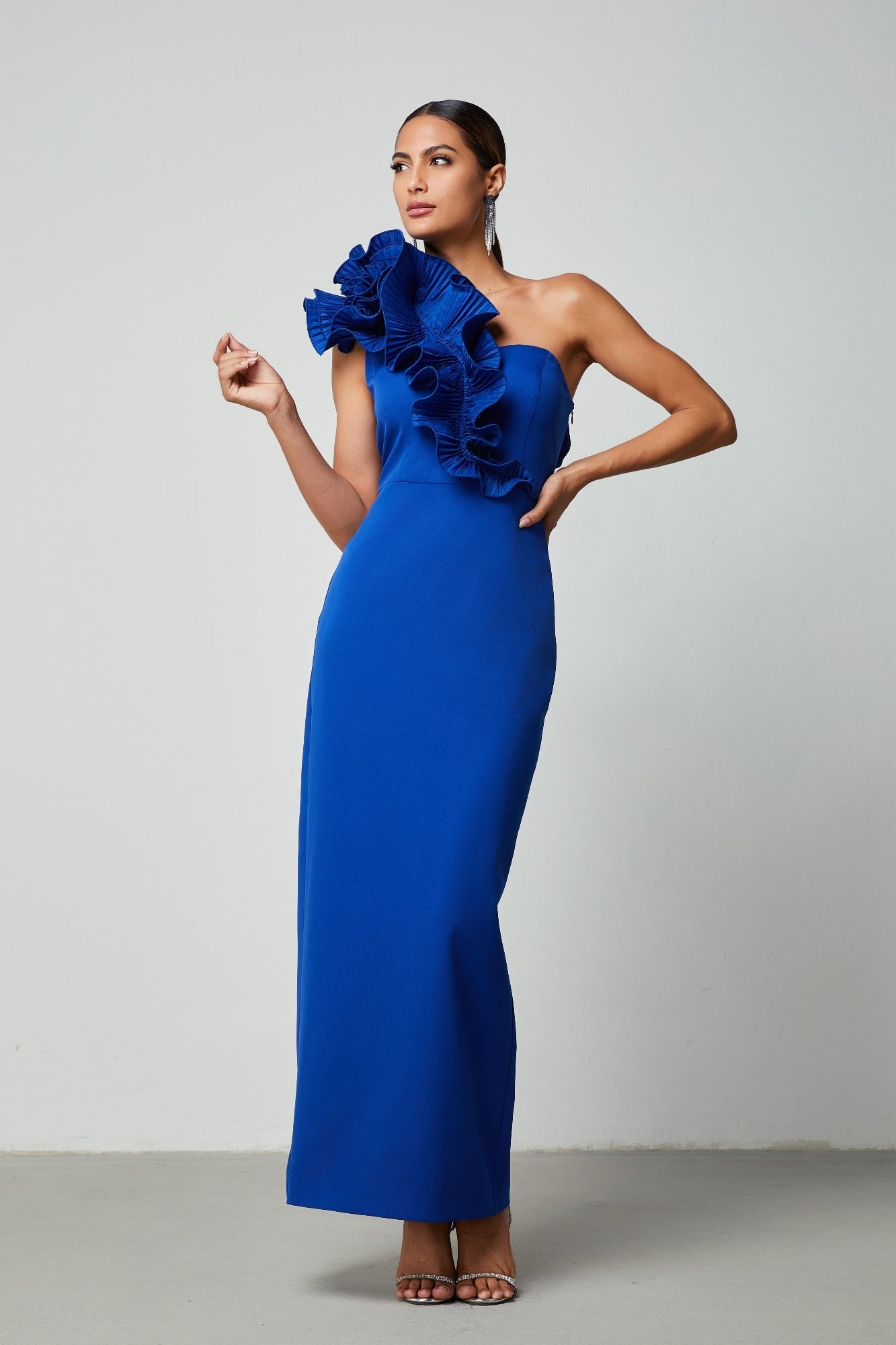 femi9 blue dress Pleated Ruffle Dress – Femi9 EG