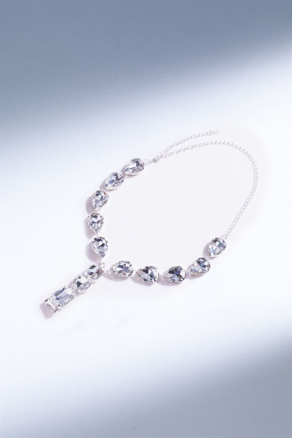 Silver Tone Faux Crystal Necklace - Femi9 EG