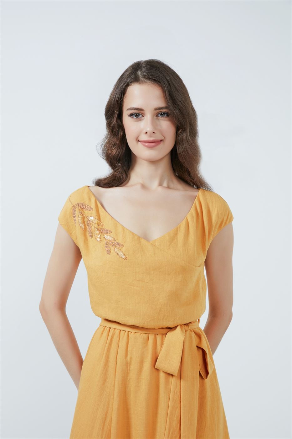 Embellished Open Neck Dress - Femi9 EG