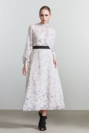 Printed Dress With Scarf - Femi9 EG