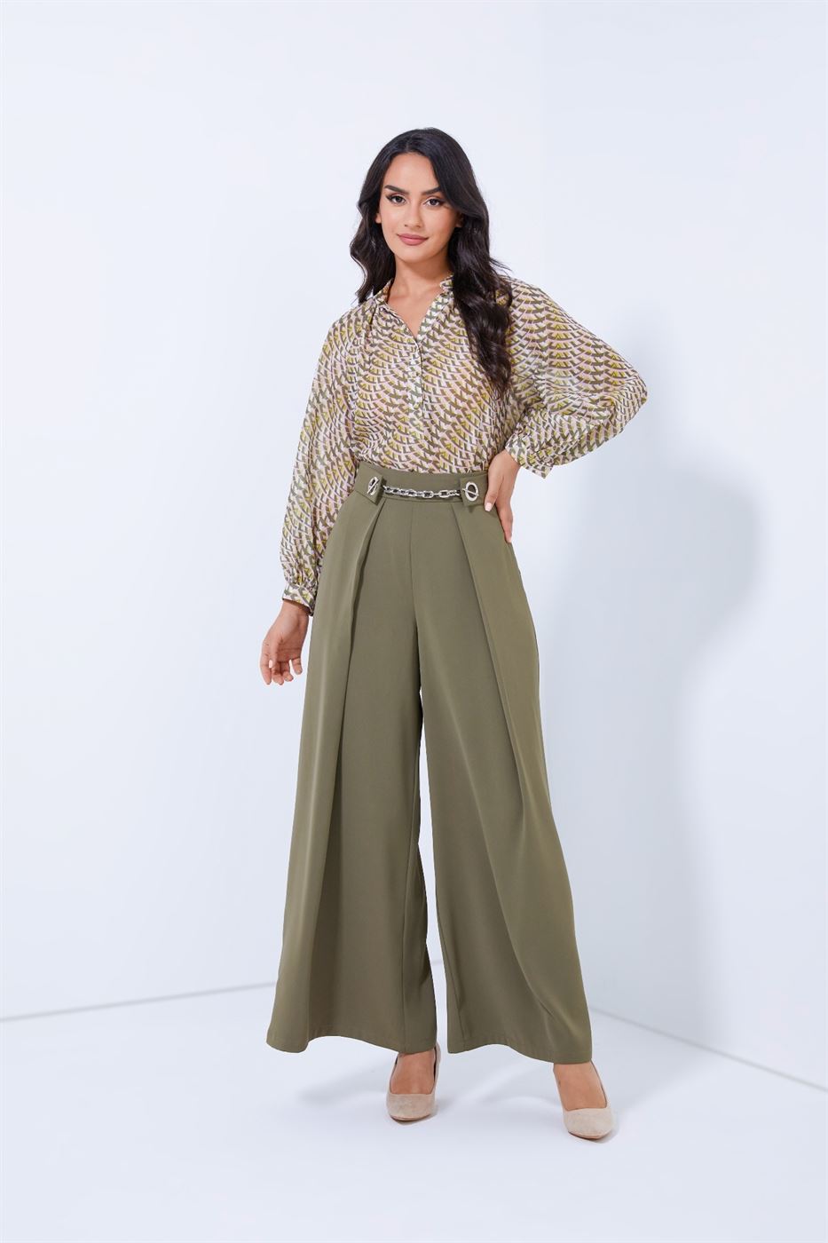 Printed Long Sleeve Blouse - Femi9 EG