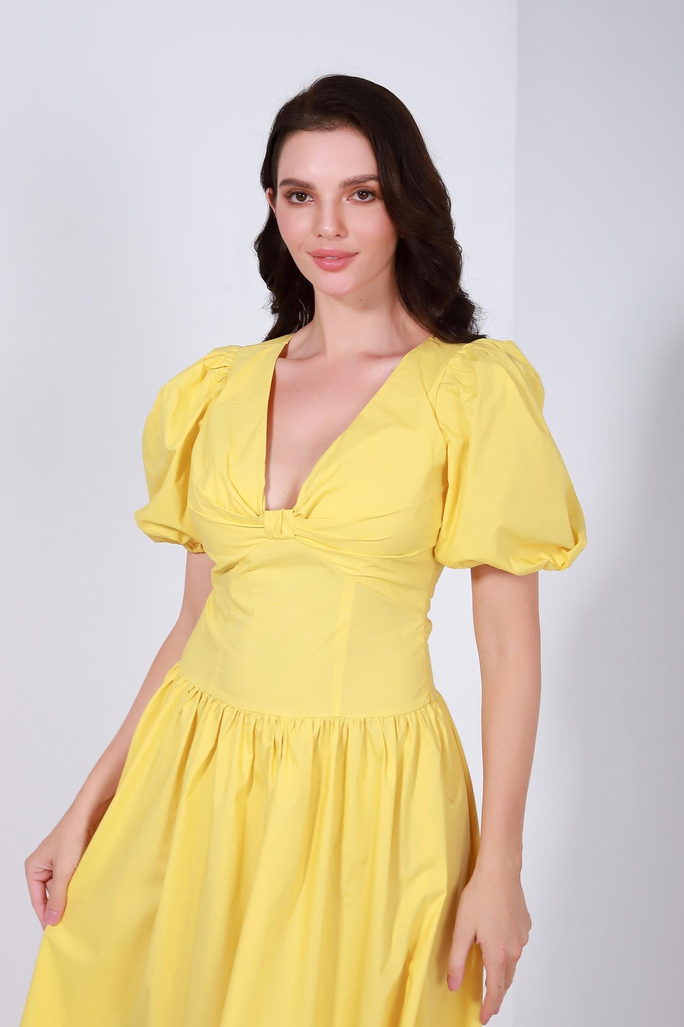 Balloon Sleeves Midi Dress - Femi9 EG