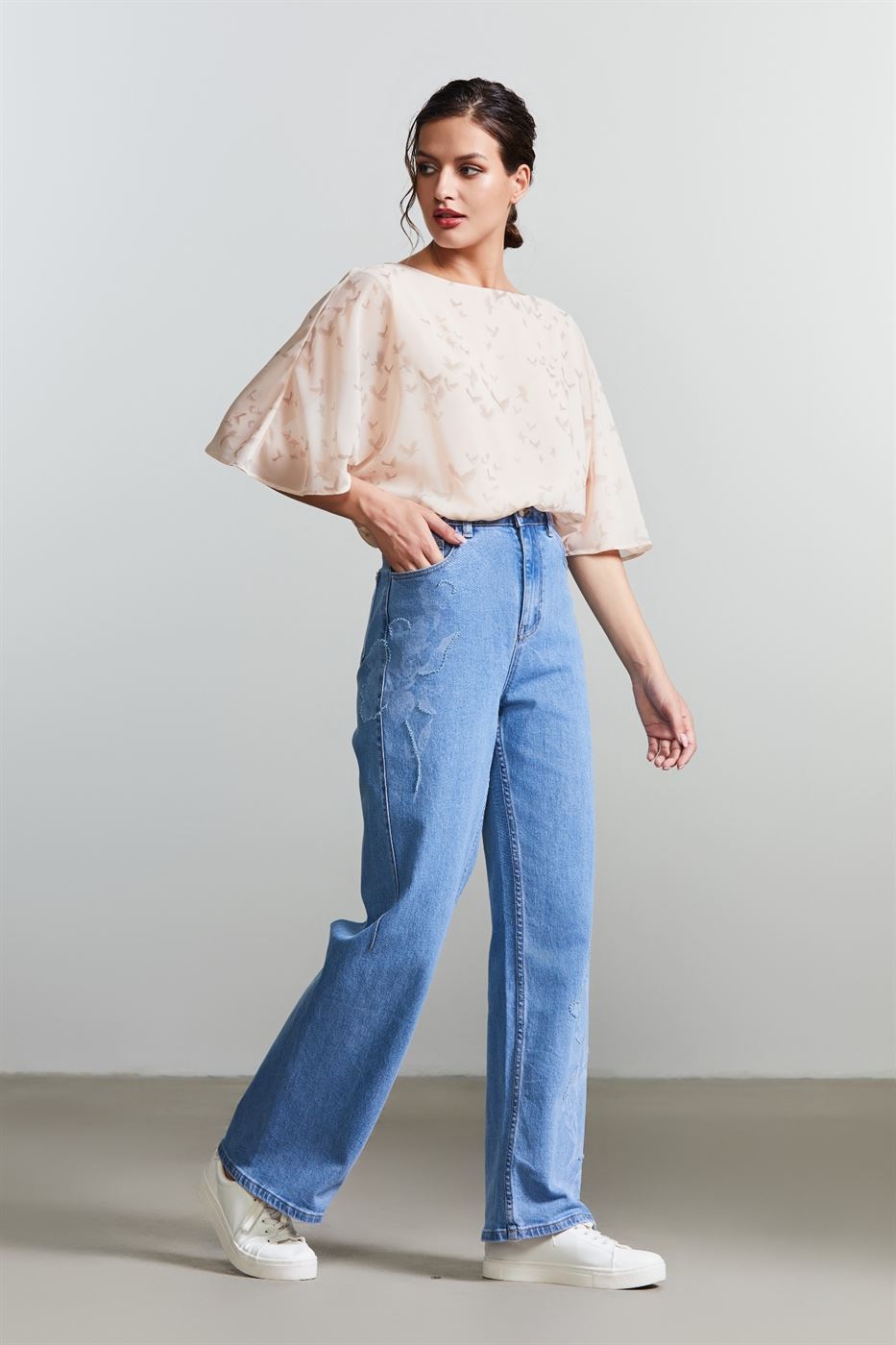 Beading and Prints Jeans - Femi9 EG