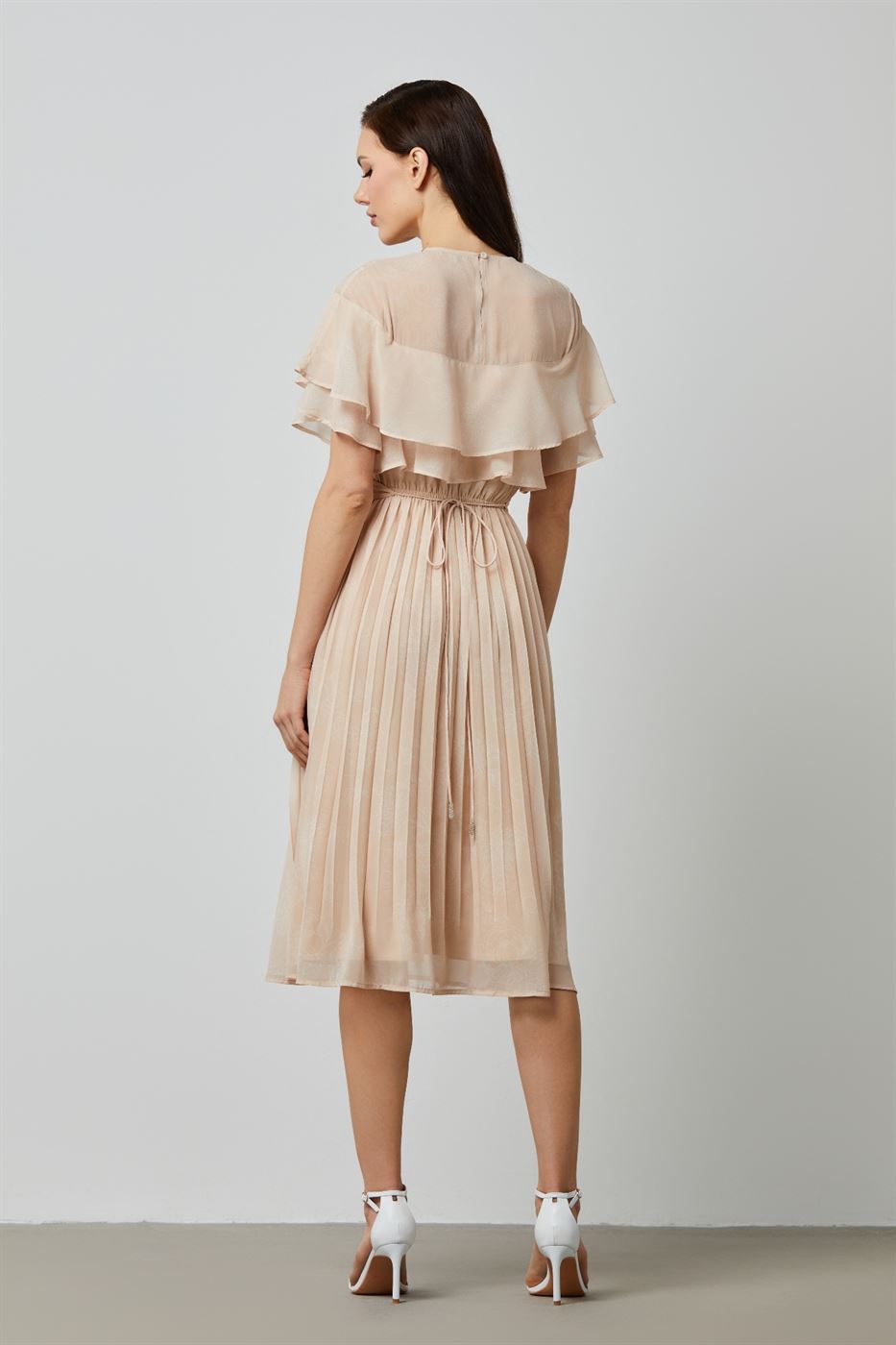 Midi Pleated Printed Chiffon Dress - Femi9 EG