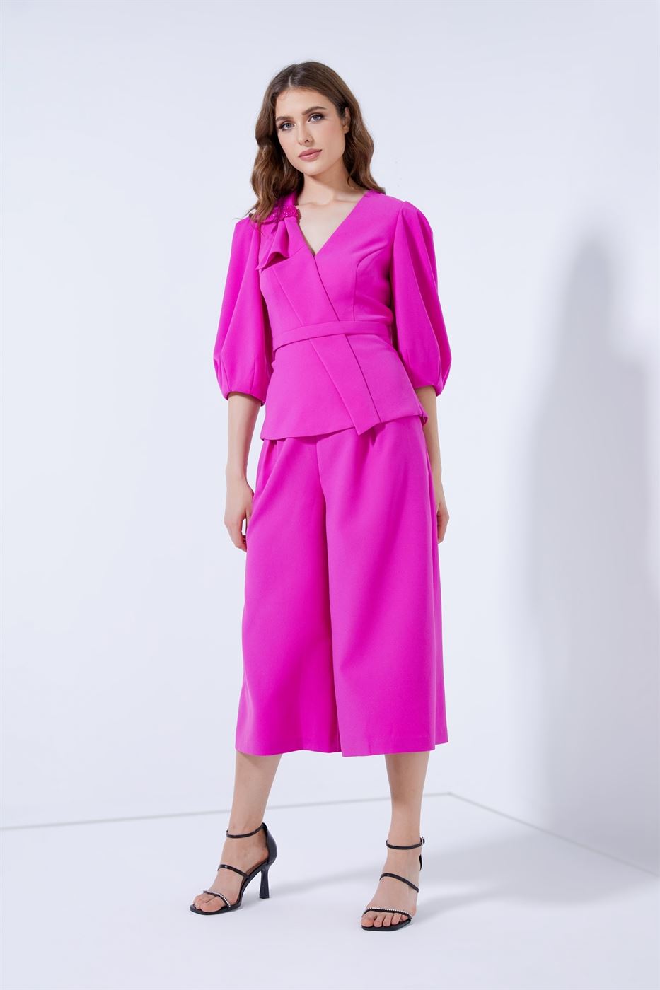 Balloon Sleeves Belted Top - Femi9 EG