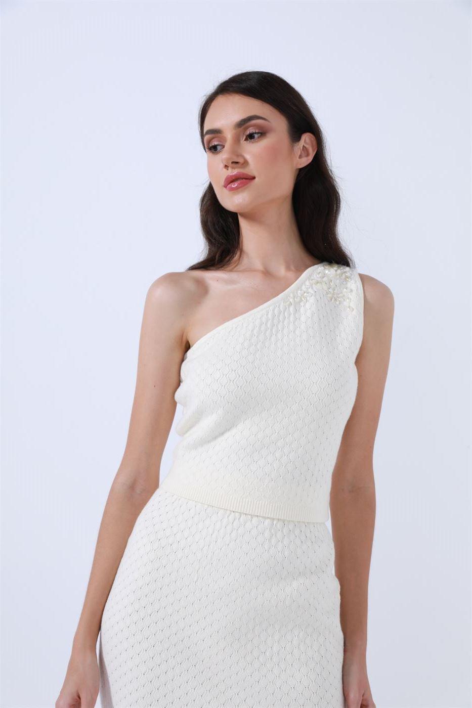 One Shoulder Crop Knitted Top - Femi9 EG