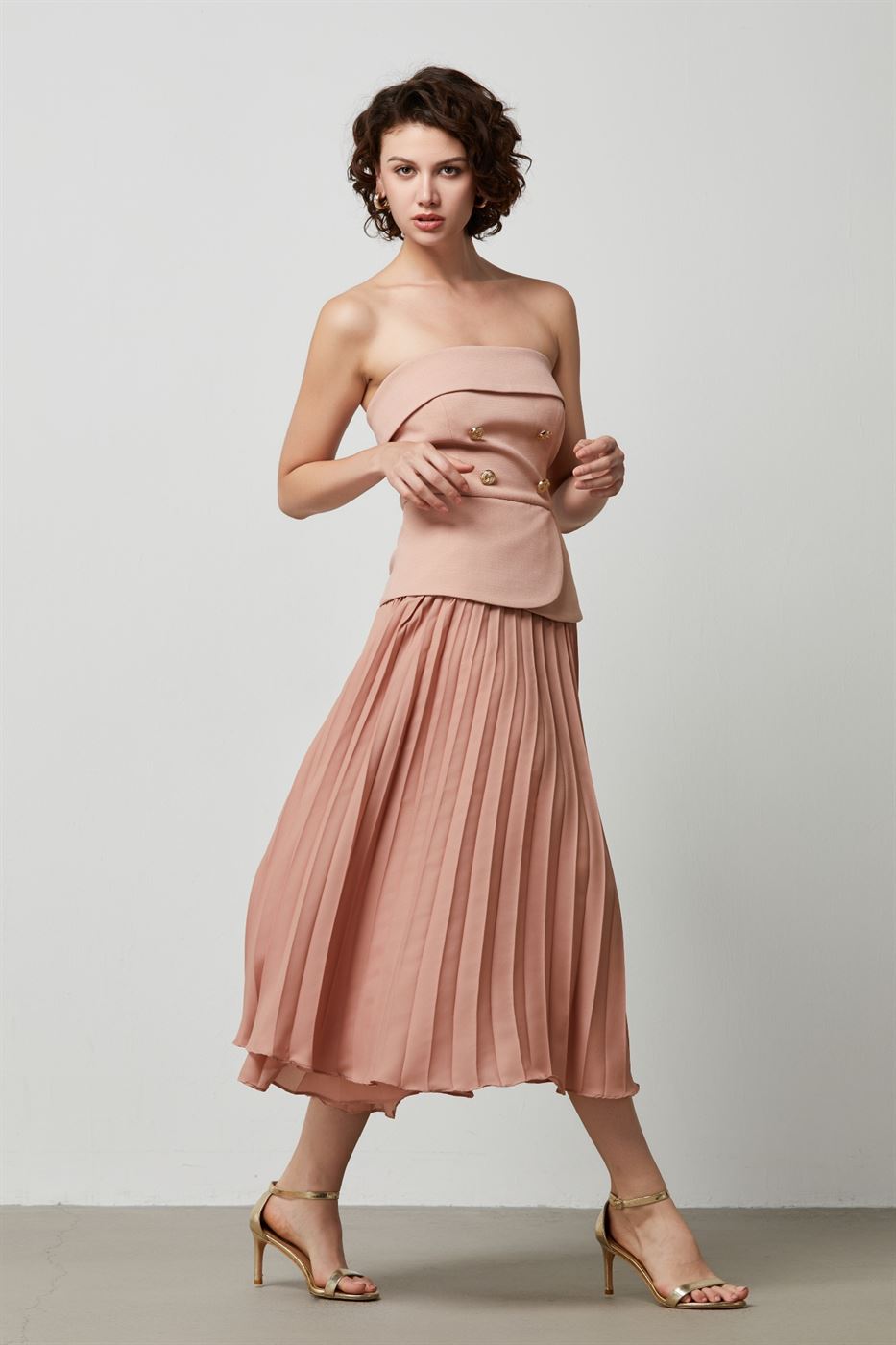 Peplum Waist Pleated Skirt - Femi9 EG