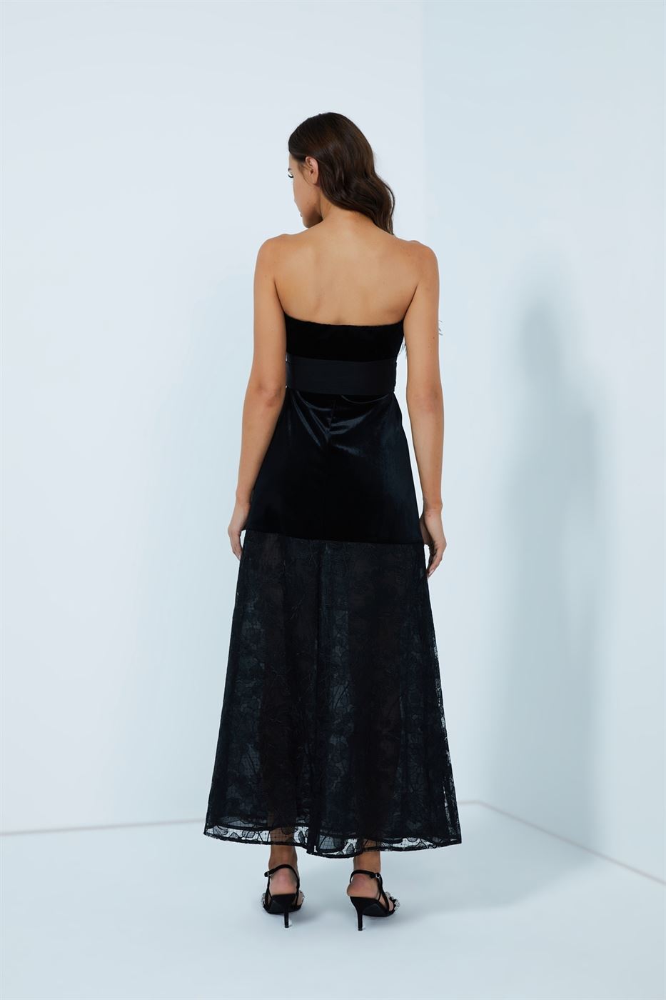 Velvet  Lace Maxi Dress - Femi9 EG