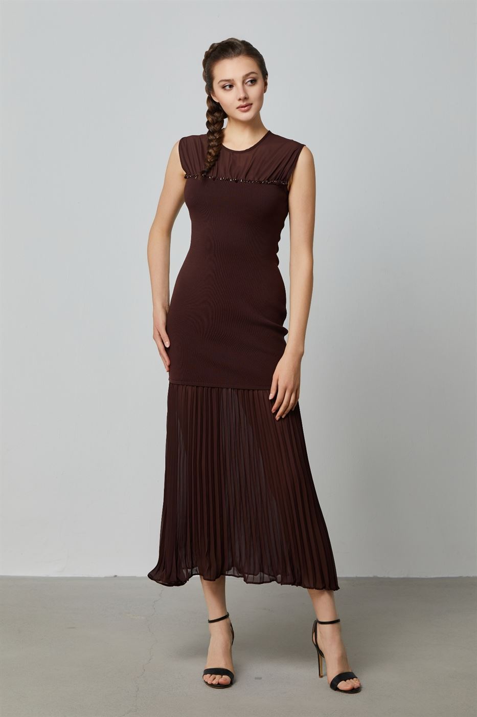 Pleat Chiffon Knitted Dress - Femi9 EG