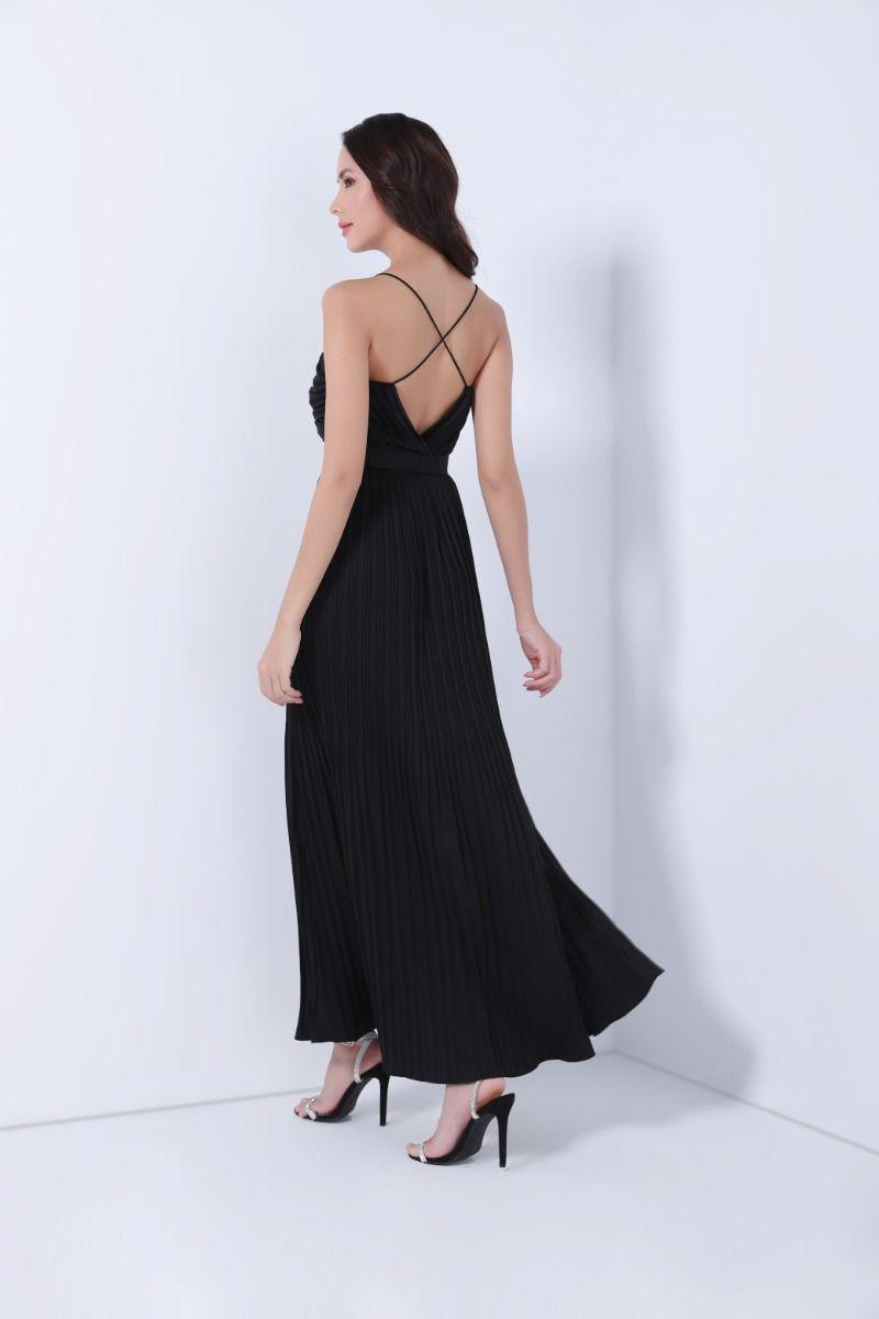 Pleated Full Length Dress - Femi9 EG