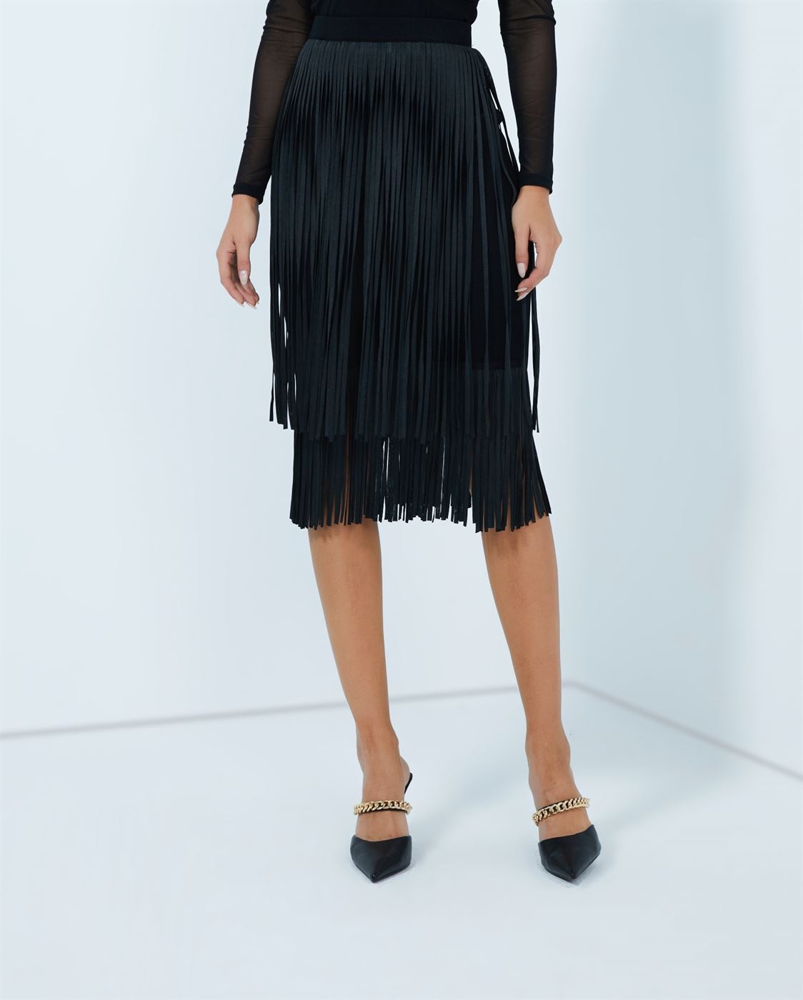 Fringe High-Waist Skirt - Femi9 EG
