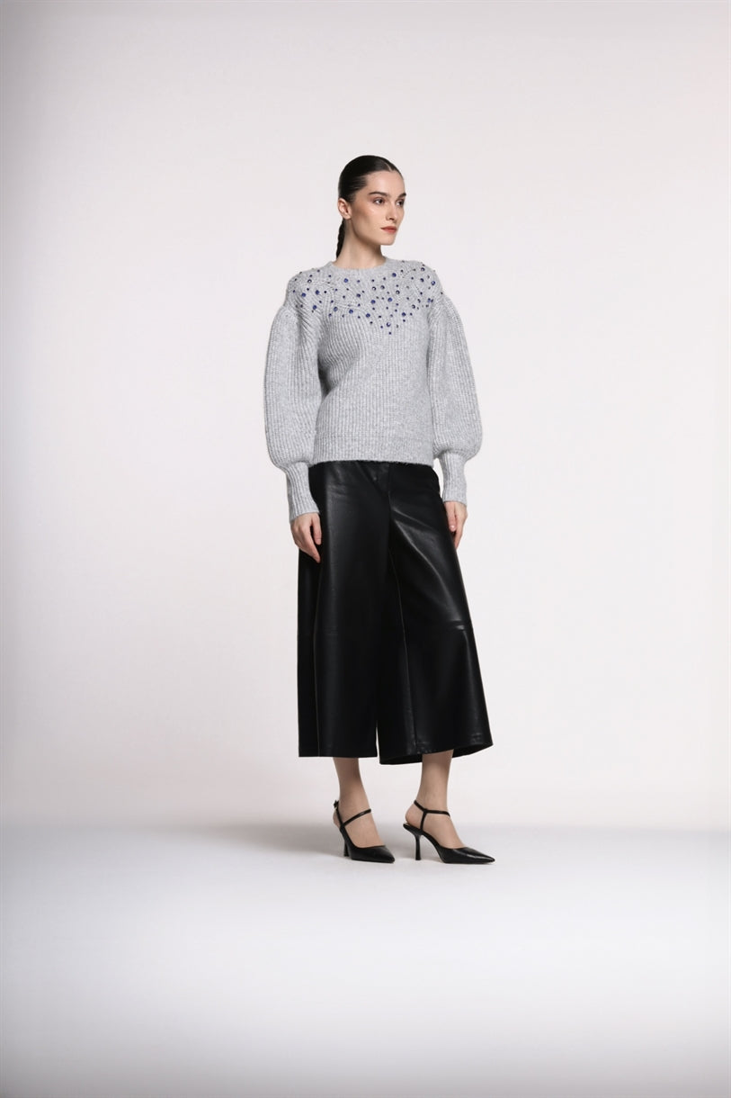 Embellished Grey Pullover - Femi9 EG